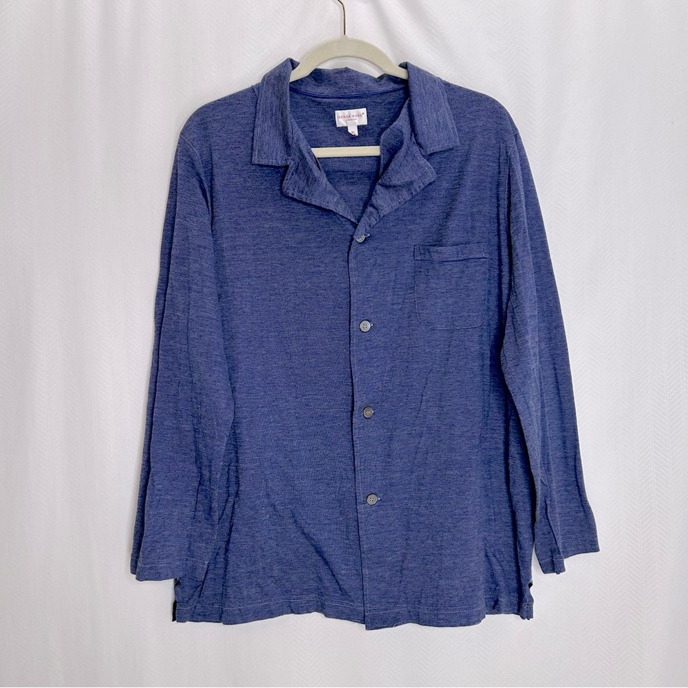 Derek Rose men’s button up shirt long sleeve blue cotton casual